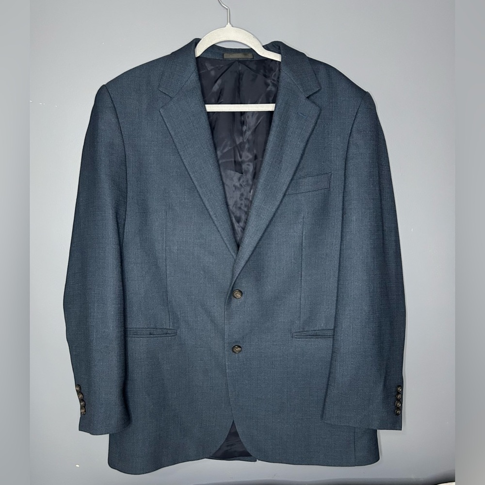 Lauren Ralph Lauren Suit Jacket Mens 44L Navy Blue Solid Two Button Sport Coat‎